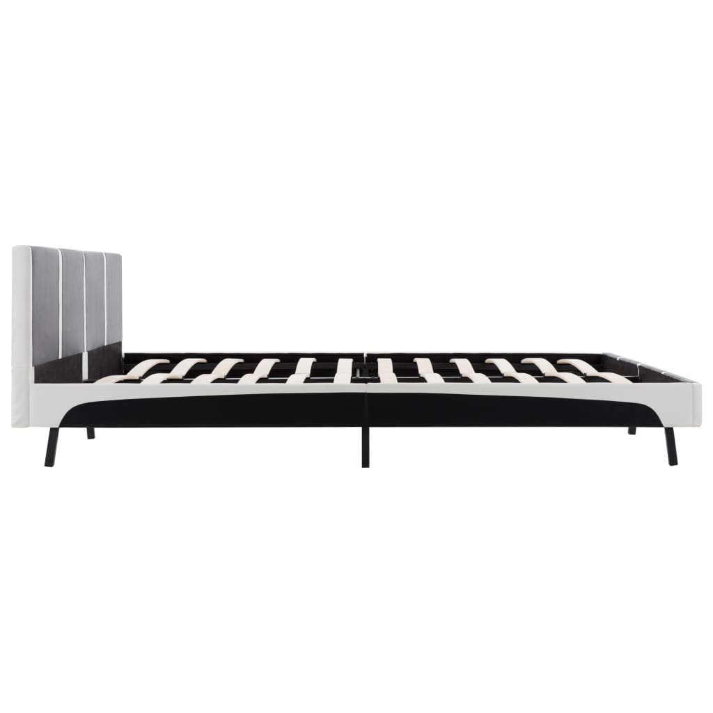 vidaXL Рамка за легло, черно и бяло, изкуствена кожа, 150x200 cм