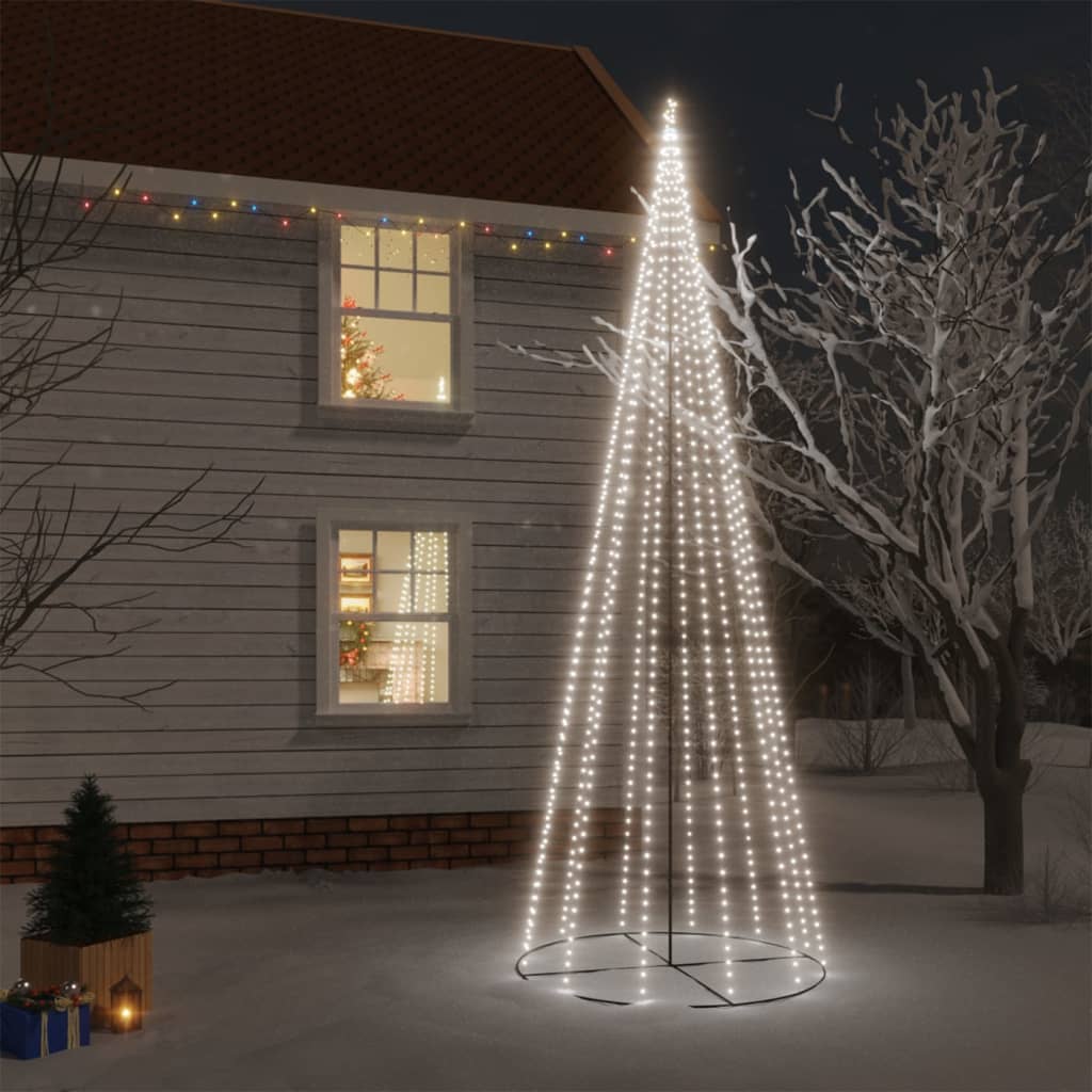 vidaXL Конусовидна елха, студено бяло, 732 LED, 160x500 см