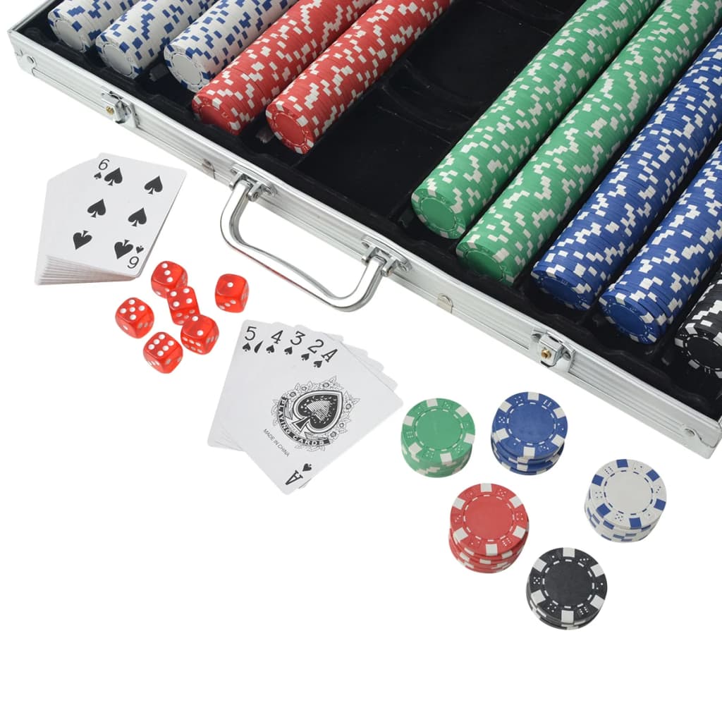 vidaXL Покер комплект с 1000 чипа, алуминий