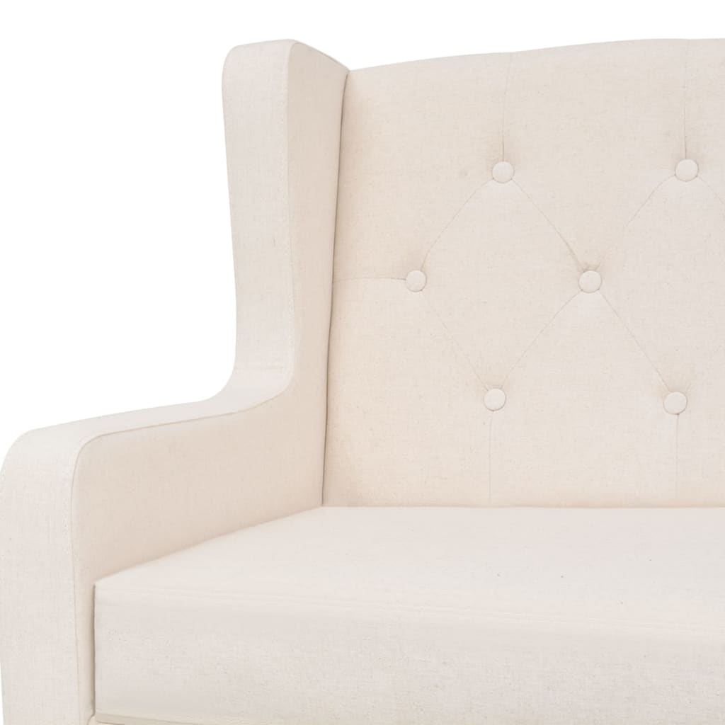 vidaXL 3-местен диван от плат, кремавобял