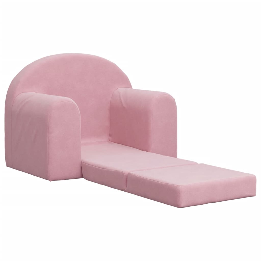 vidaXL Детско диванче, розово, мек плюш