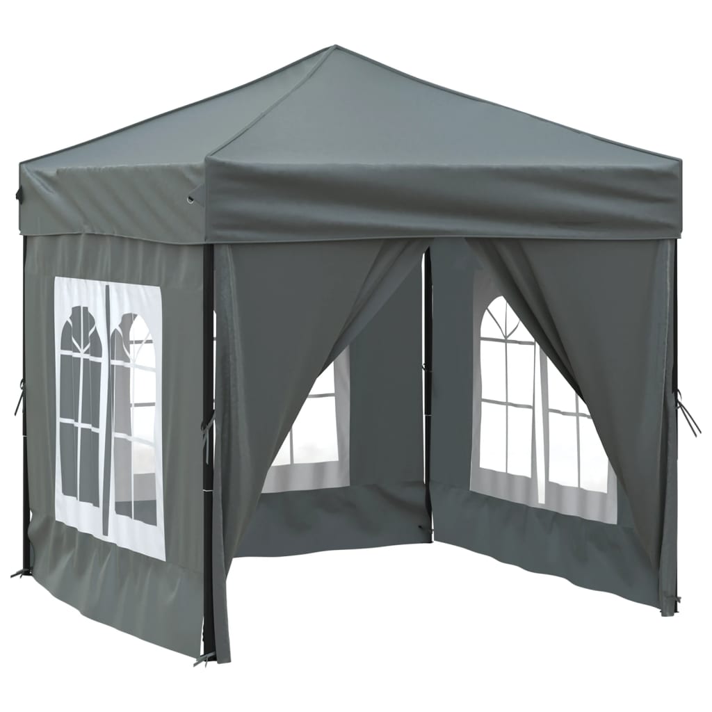 vidaXL Сгъваема парти палатка със странични стени, антрацит, 2x2 м
