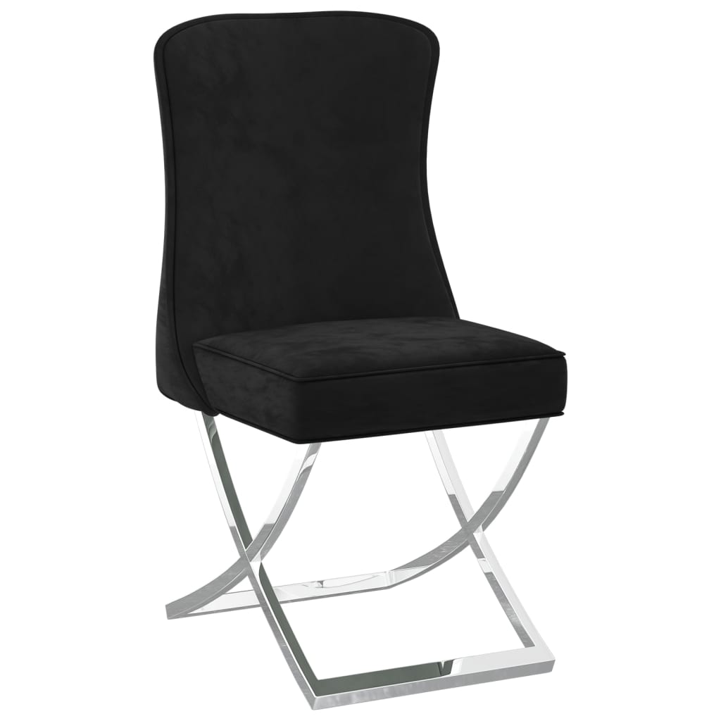 vidaXL Трапезен стол черен 53x52x98 см кадифе и неръждаема стомана