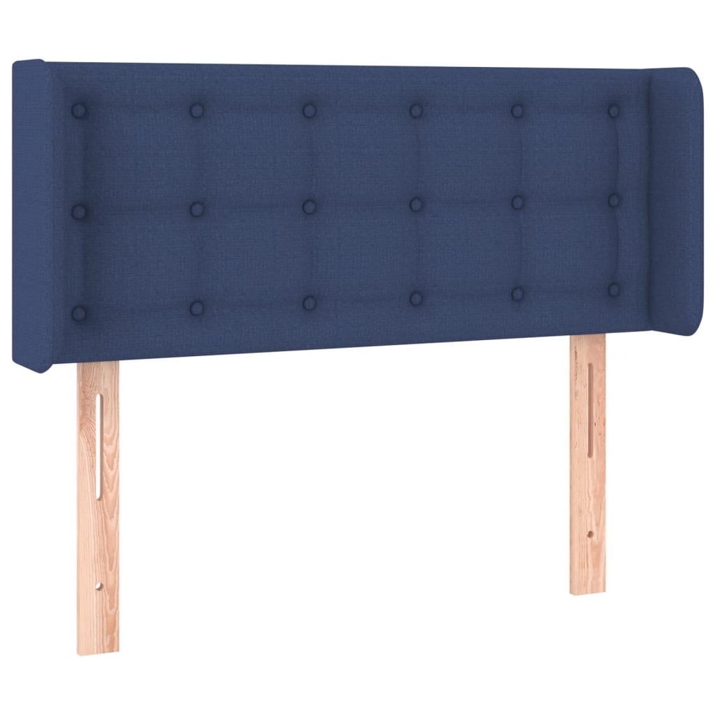 vidaXL LED горна табла за легло, синя, 103x16x78/88 см, плат