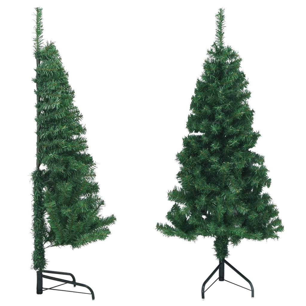 vidaXL Ъглова изкуствена коледна елха, зелена, 120 см, PVC