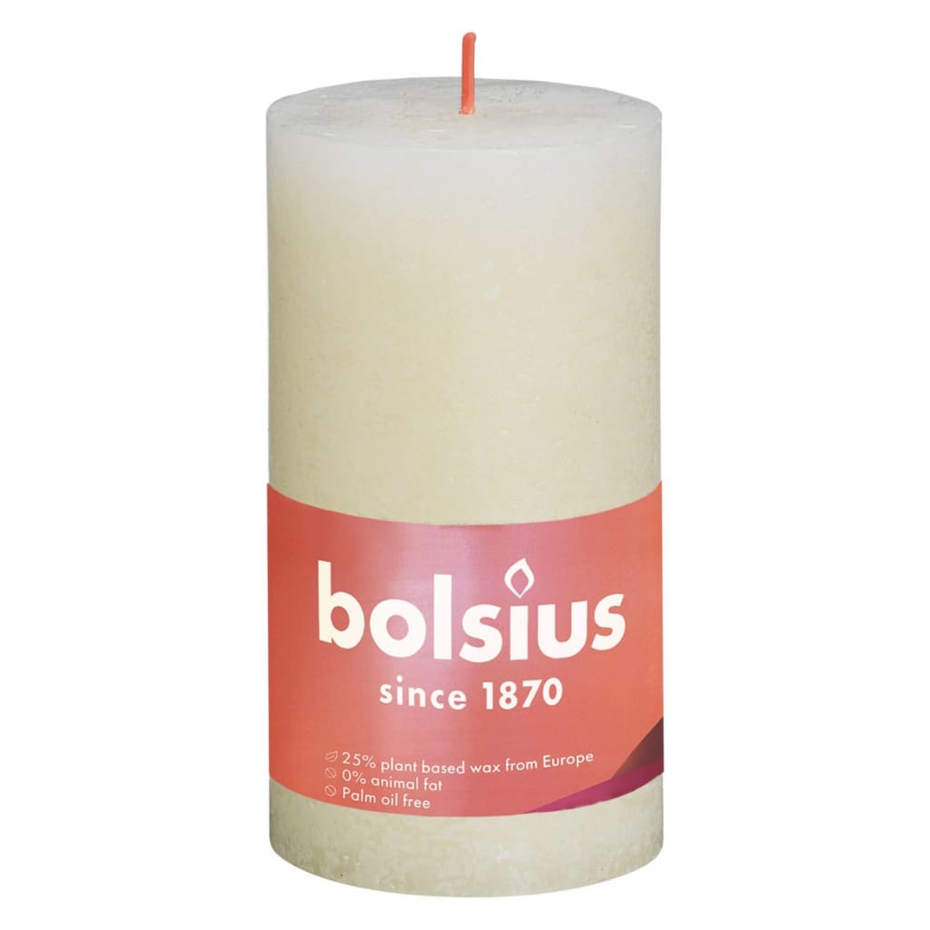 Bolsius Рустик колонни свещи Shine, 4 бр, 130x68 мм, мека перла