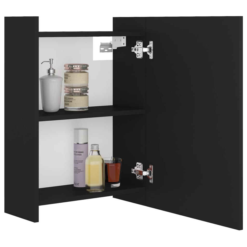 vidaXL Шкаф за баня с огледало, черен, 62,5x20,5x64 см, ПДЧ