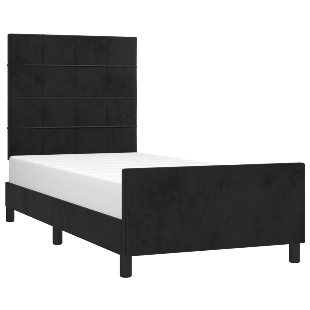 vidaXL Рамка за легло с табла, черна, 90x190 см, кадифе