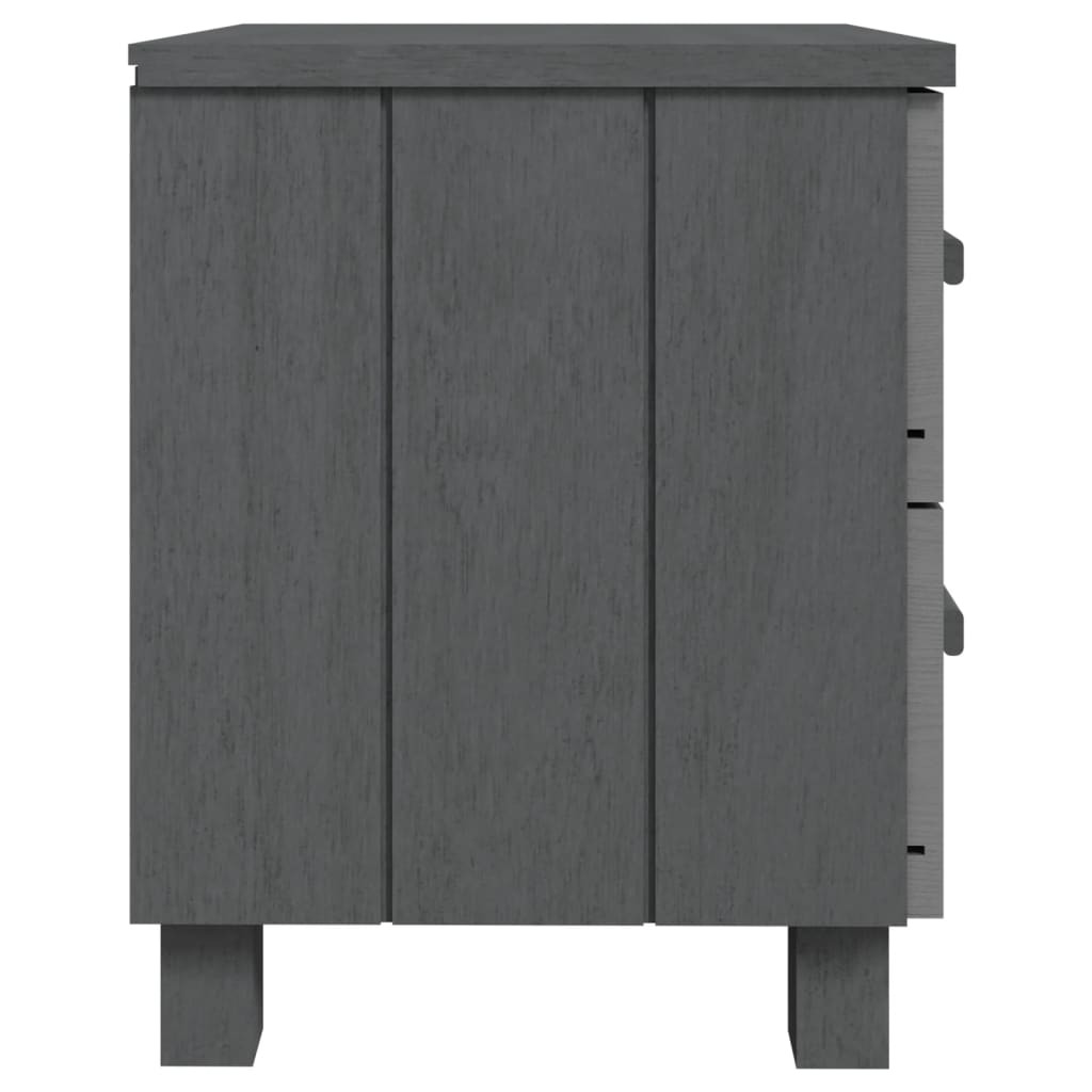 vidaXL Нощно шкафче HAMAR, тъмносиво, 40x35x44,5 см, бор масив