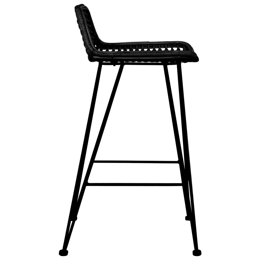 vidaXL Бар столове, 2 бр, черни, ратан