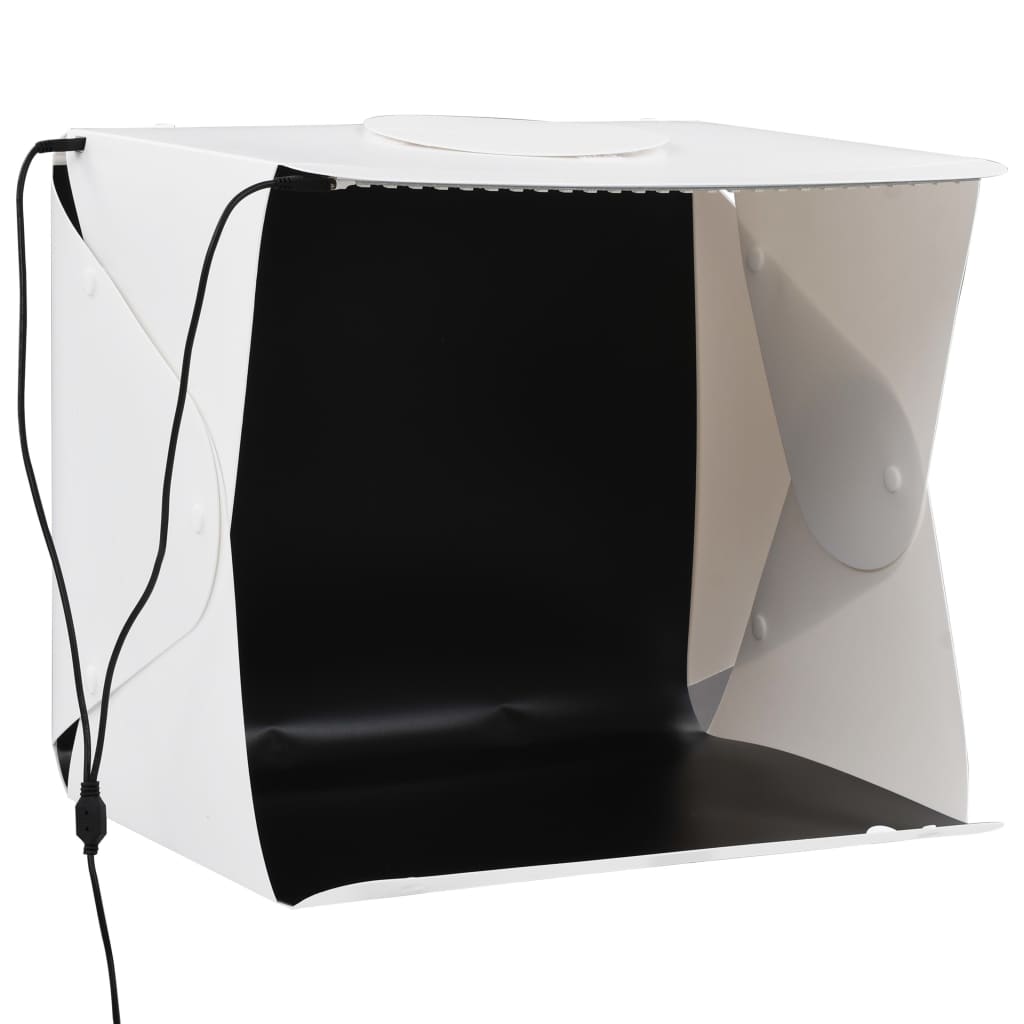 vidaXL Сгъваема палатка за продуктова фотография LED 40x34x37 см бяла