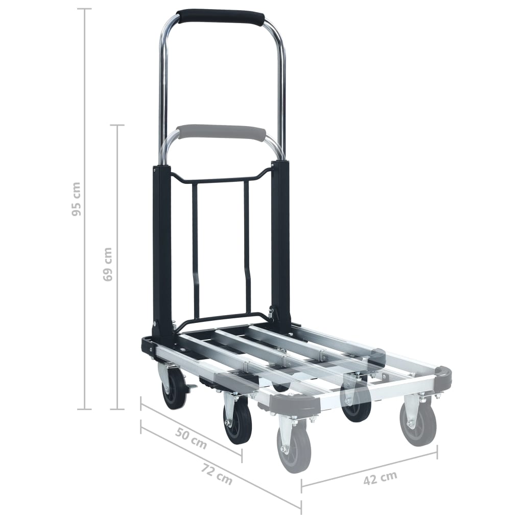 vidaXL Сгъваема транспортна количка 150 кг алуминий сребриста