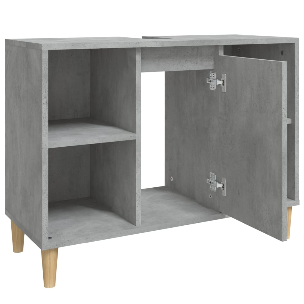 vidaXL Шкаф за мивка, бетонно сиво, 80x33x60 см, инженерно дърво