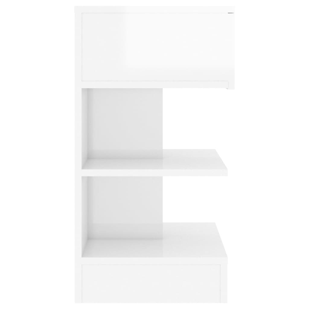 vidaXL Нощно шкафче, бял гланц, 40x35x65 см, ПДЧ