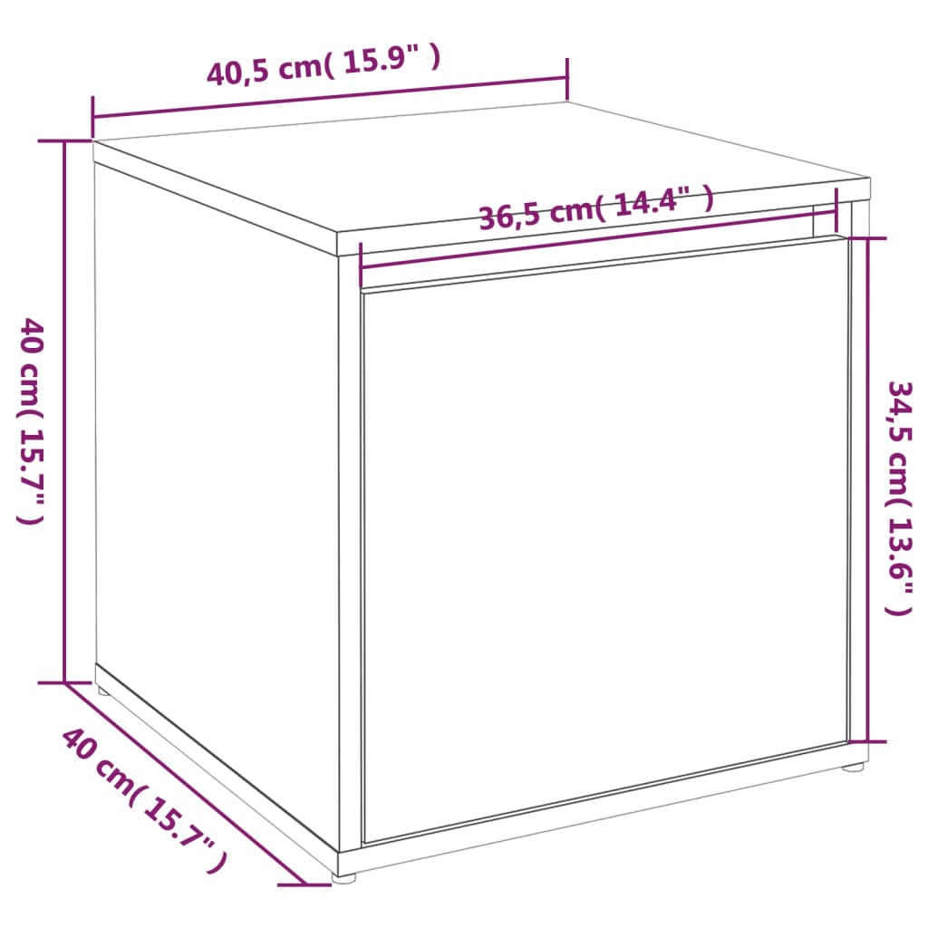 vidaXL Кутия с чекмедже, черна, 40,5x40x40 см, инженерно дърво