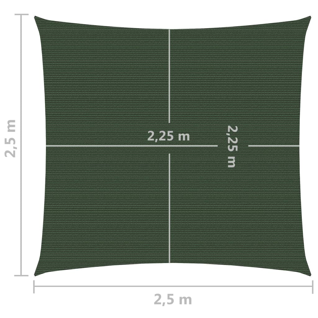 vidaXL Платно-сенник, 160 г/м², тъмнозелено, 2,5x2,5 м, HDPE