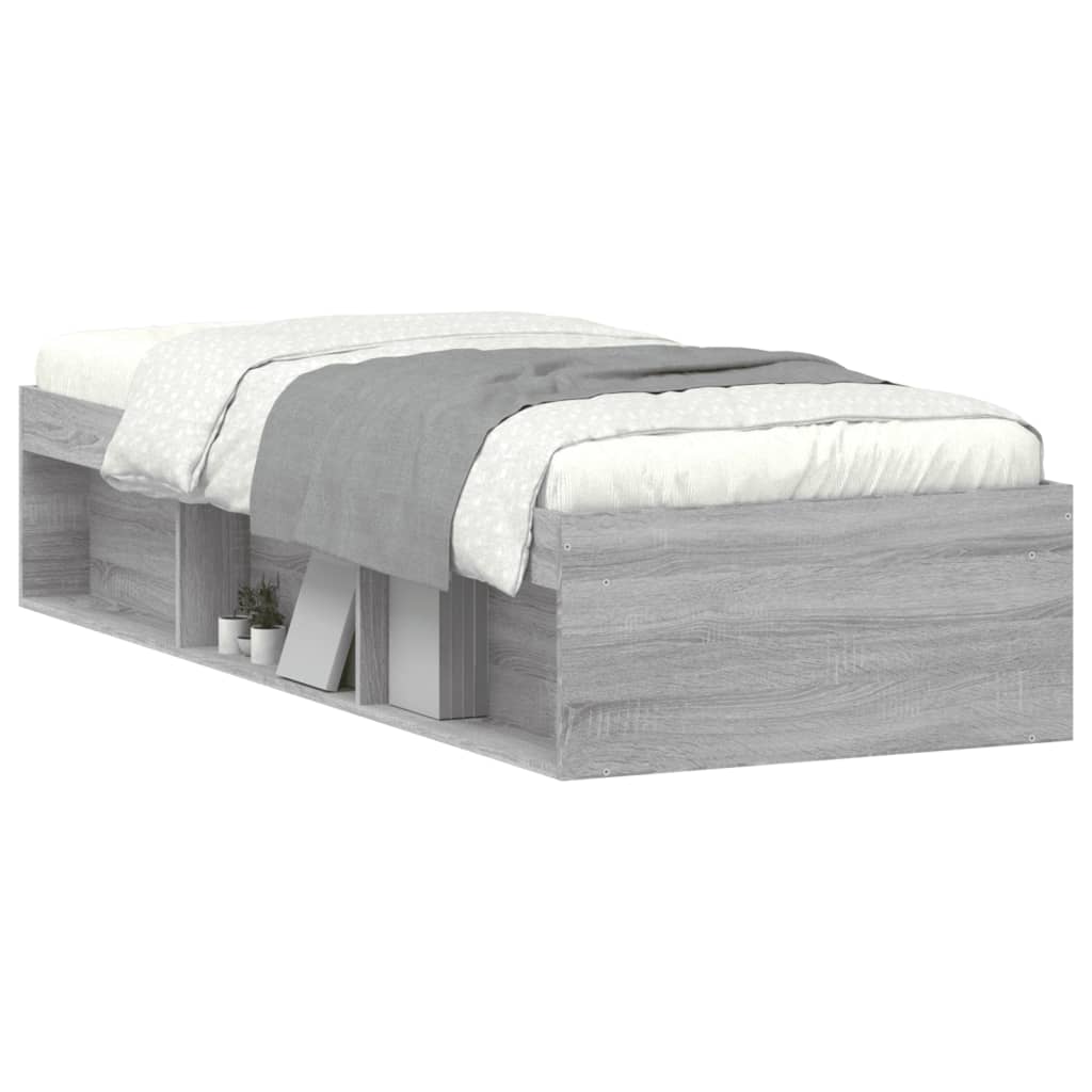 vidaXL Рамка за легло, сив сонома, 75x190 см, Small Single