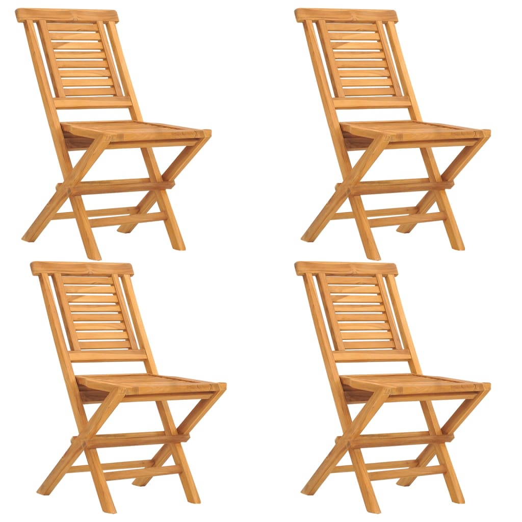 vidaXL Сгъваеми градински столове, 4 бр, 47x63x90 см, тик масив