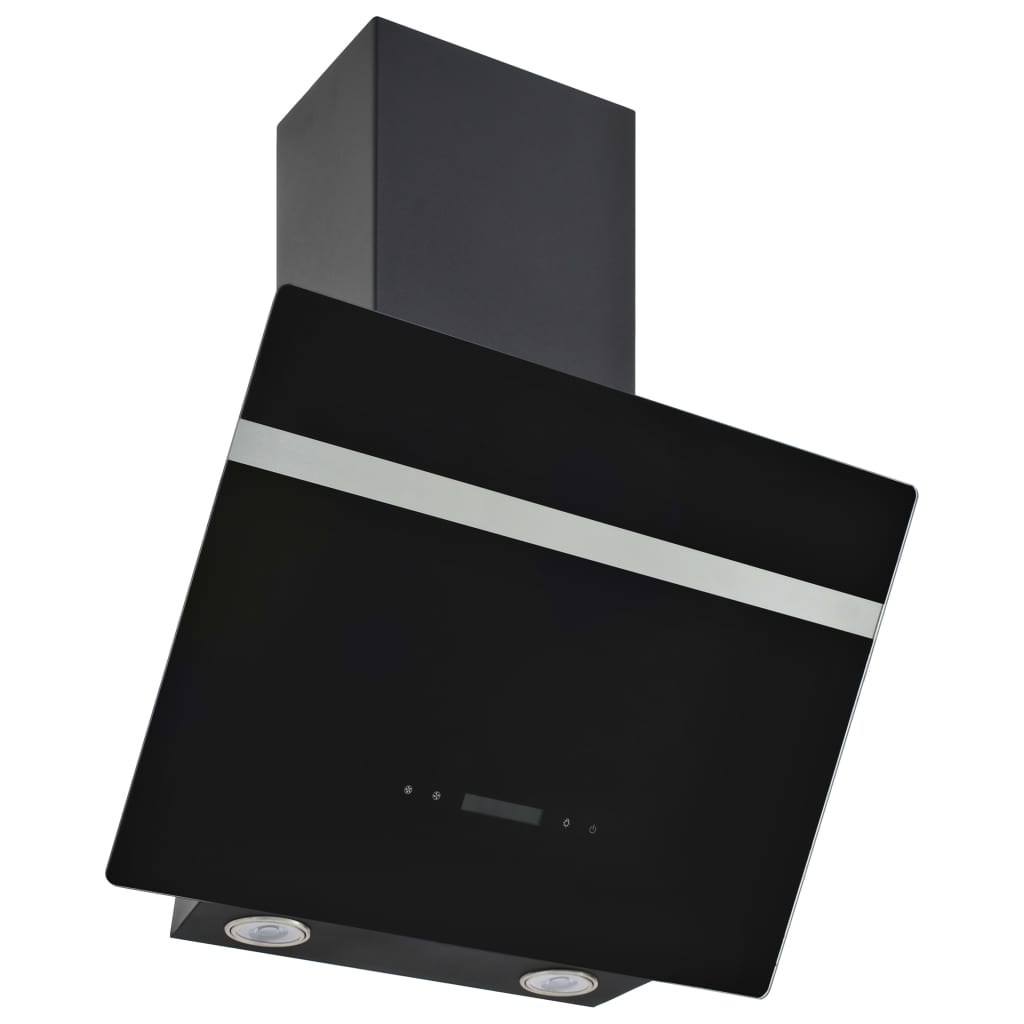 vidaXL Стенен абсорбатор, 60 см, инокс и закалено стъкло, черен