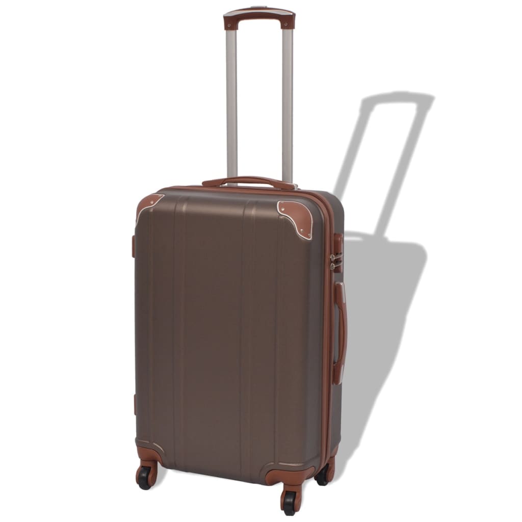 vidaXL Комплект от 4 броя твърди куфари на колелца, цвят кафе
