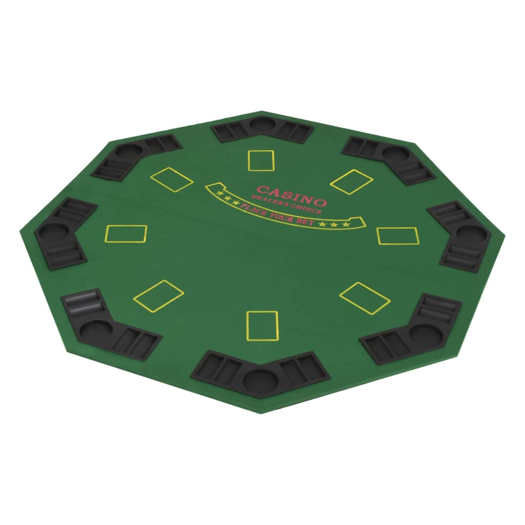 vidaXL Сгъваем покер плот за маса за 8 играчи, осмоъгълен, зелен