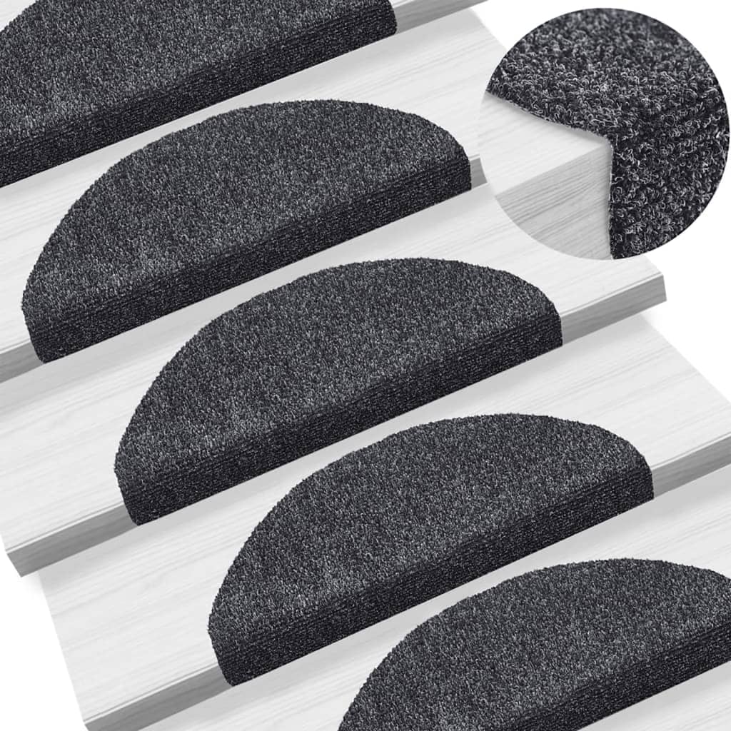 vidaXL Самозалепващи стелки за стъпала, 5 бр, тъмносиви, 65x21x4 см