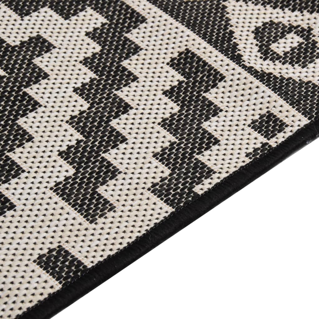 vidaXL Градински плоскотъкан килим, 80x150 см, черни шевици