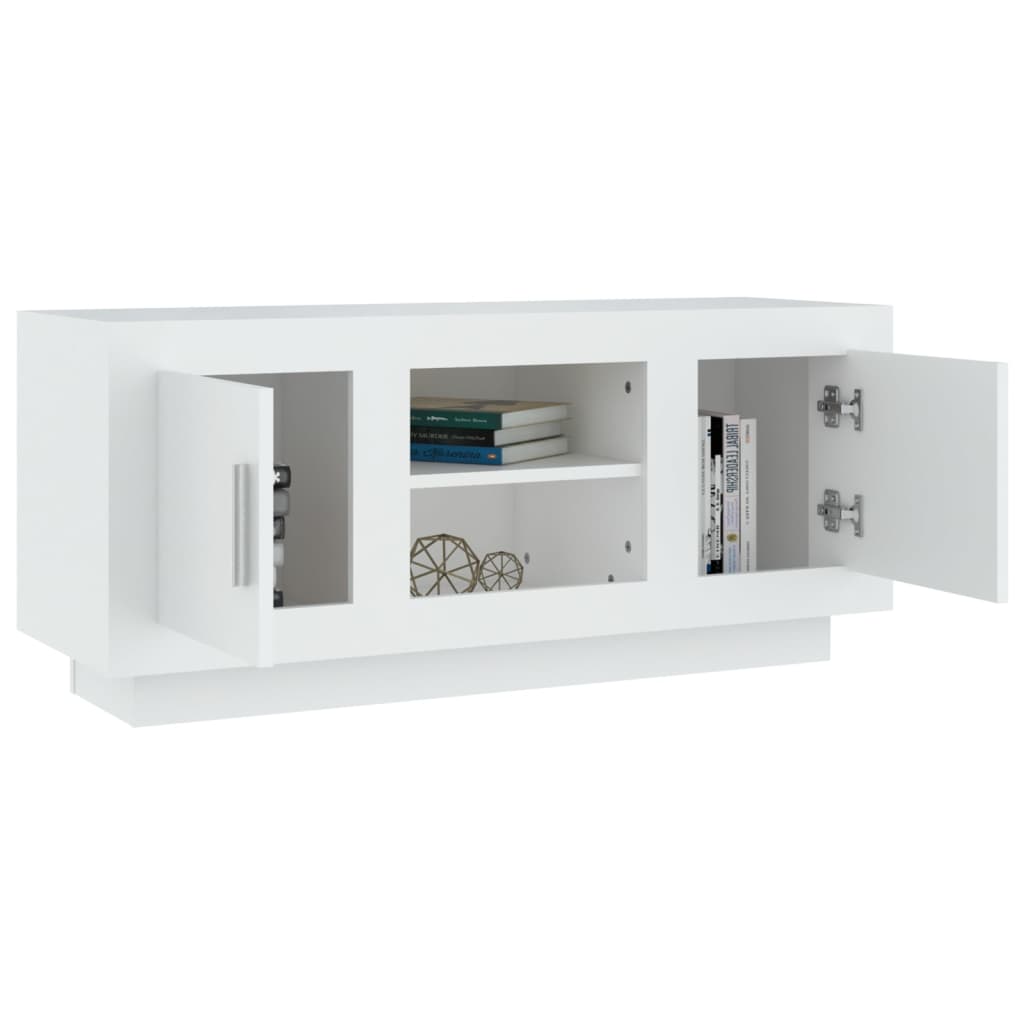 vidaXL ТВ шкаф, бял, 102x35x45 см, инженерно дърво