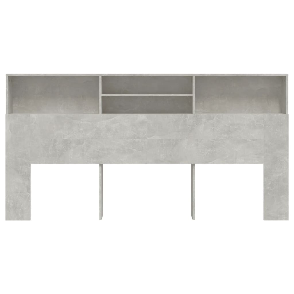 vidaXL Табла за легло тип шкаф, бетонно сива, 200x19x103,5 см