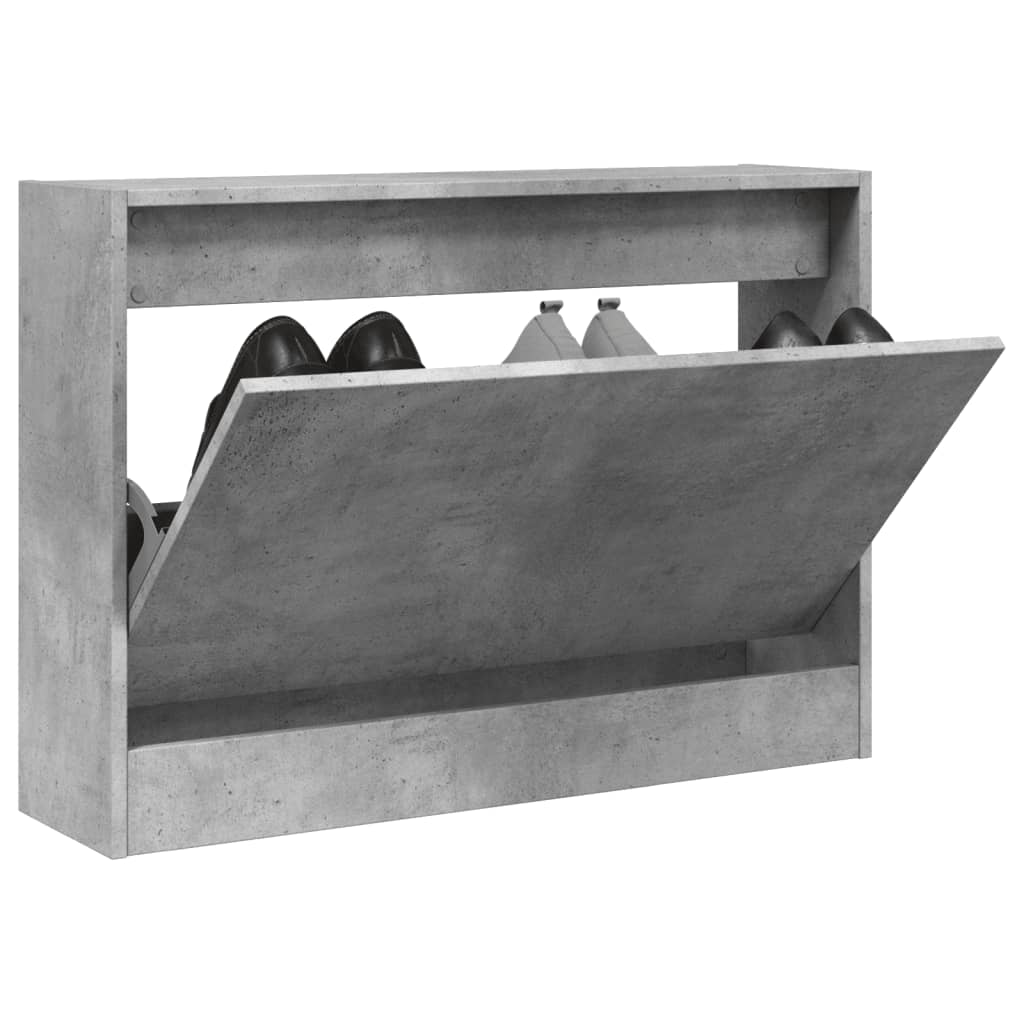 vidaXL Шкаф за обувки, бетонно сив, 80x21x57 см, инженерно дърво