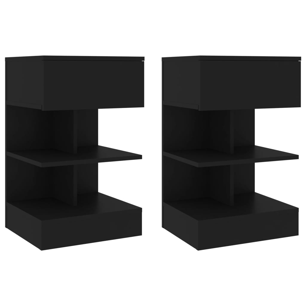 vidaXL Нощни шкафчета, 2 бр, черни, 40x35x65 см