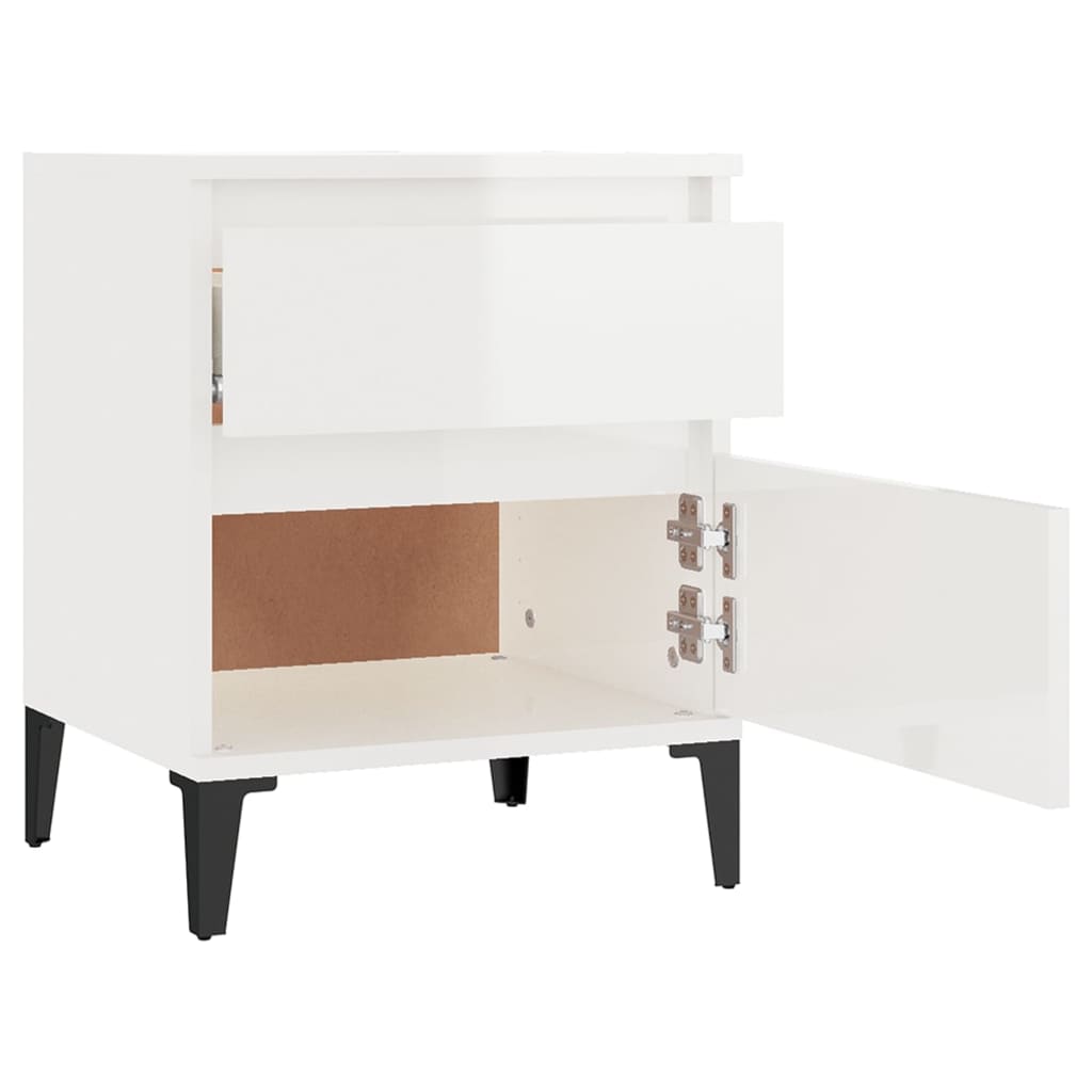 vidaXL Нощни шкафчета, 2 бр, бял гланц, 40x35x50 см
