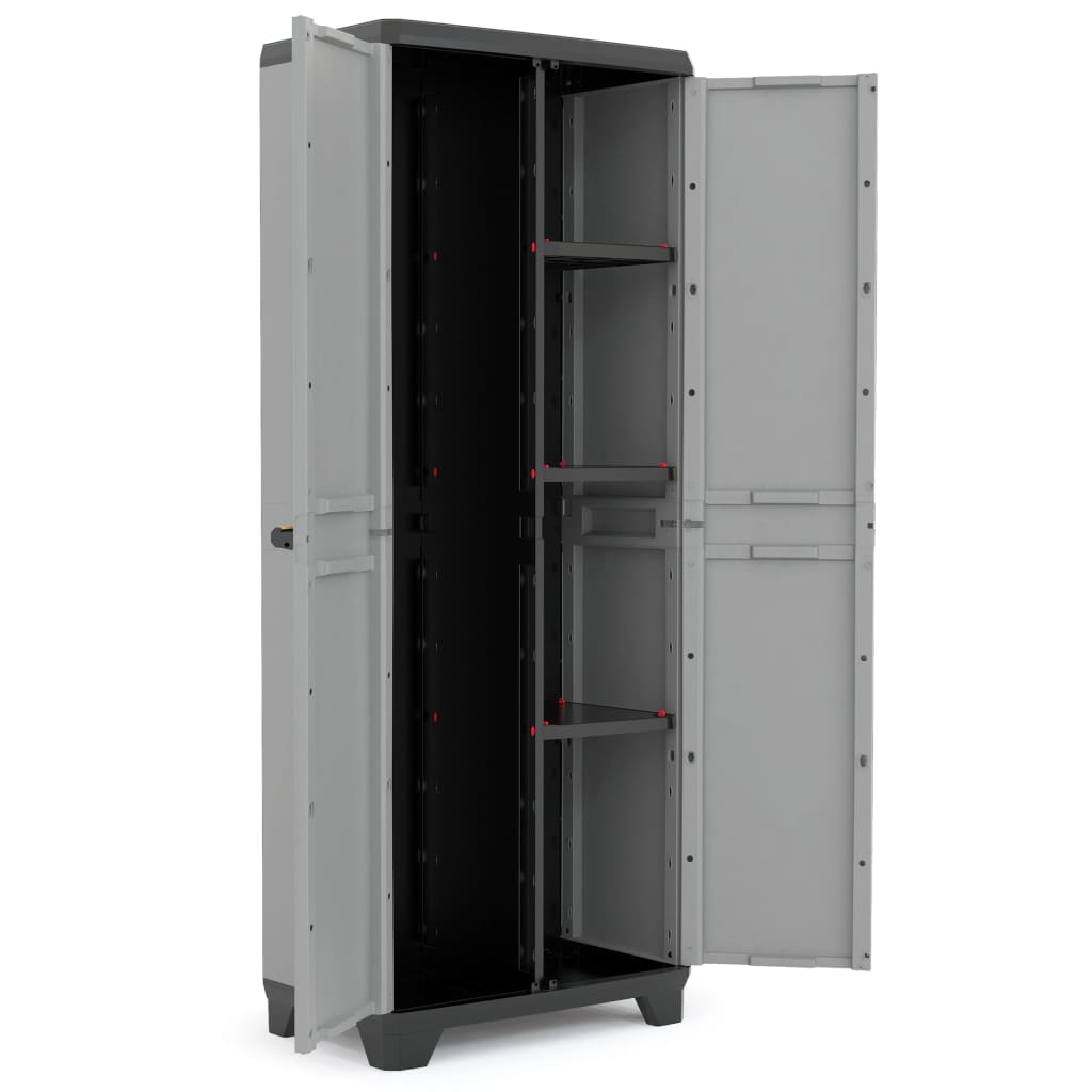 Keter Многофункционален шкаф за съхранение Stilo, сиво и черно, 173 см