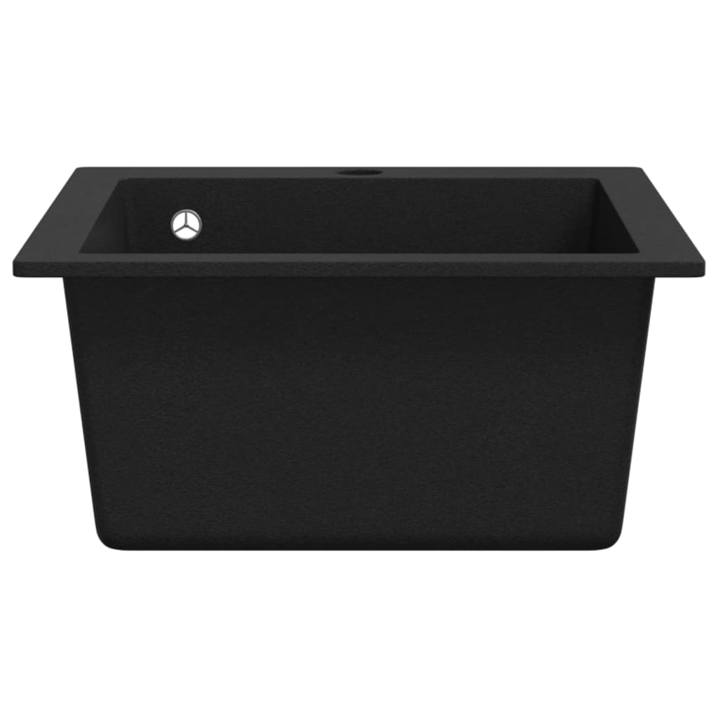 vidaXL Кухненска мивка за над плот, единична, черен гранит
