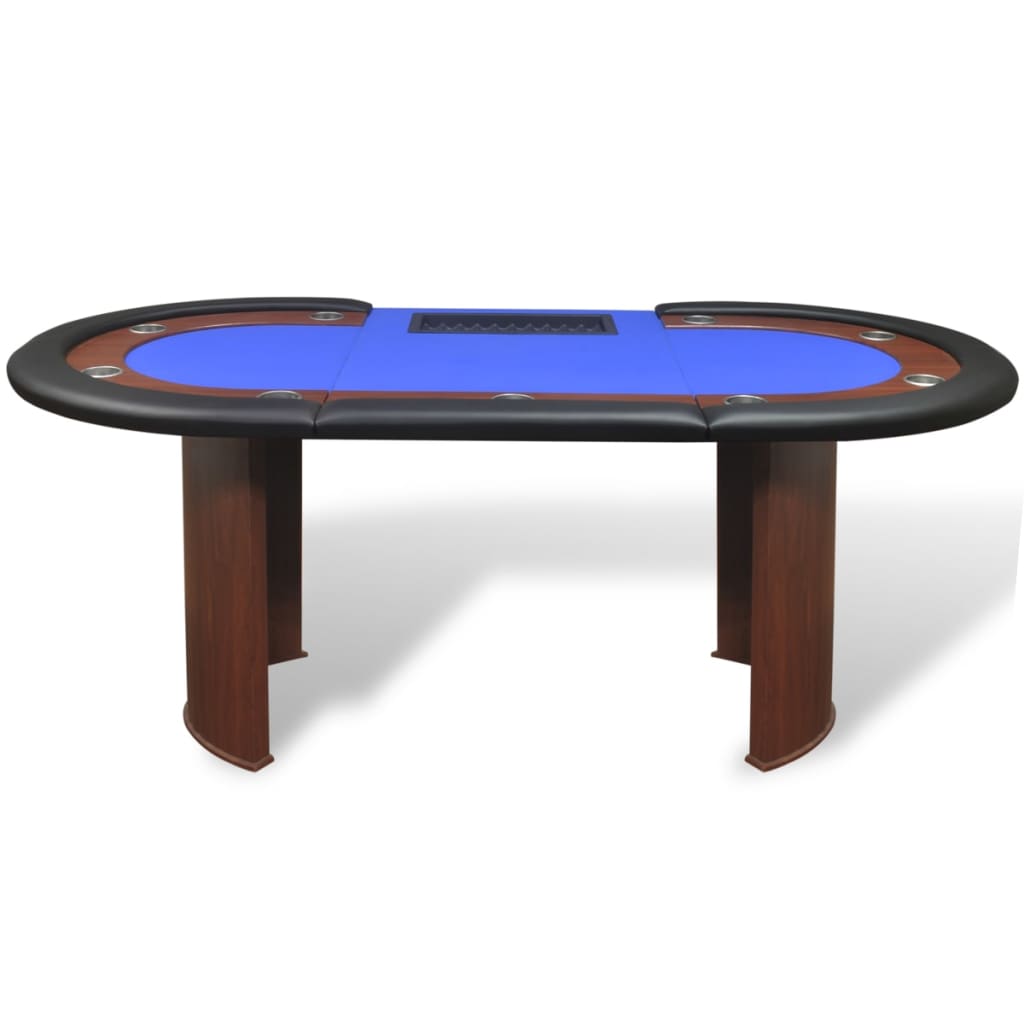 vidaXL Покер маса за 10 играчи с дилър зона и табла за чипове, синя