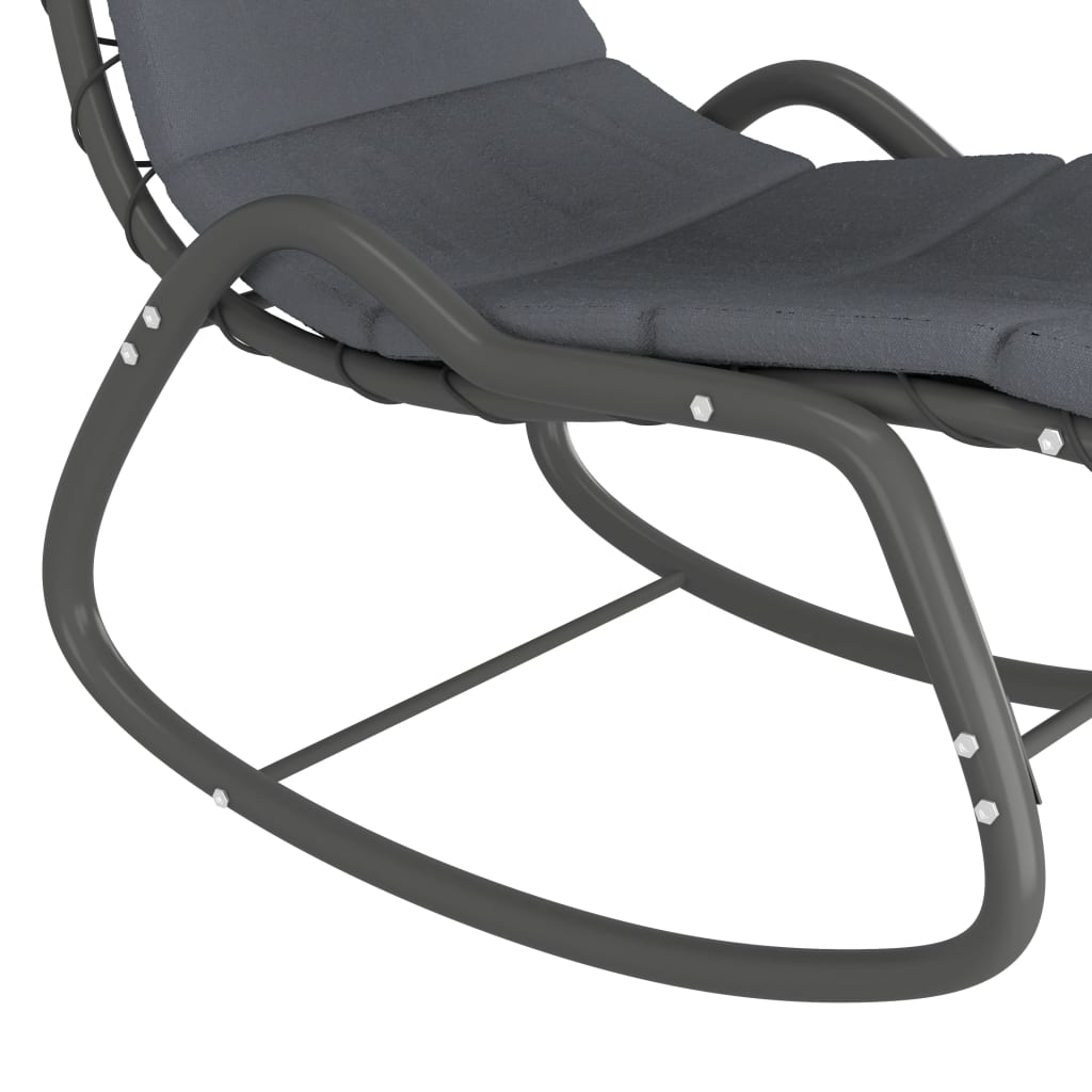 vidaXL Градински люлеещ се стол, сив, 160x80x195 см, текстил
