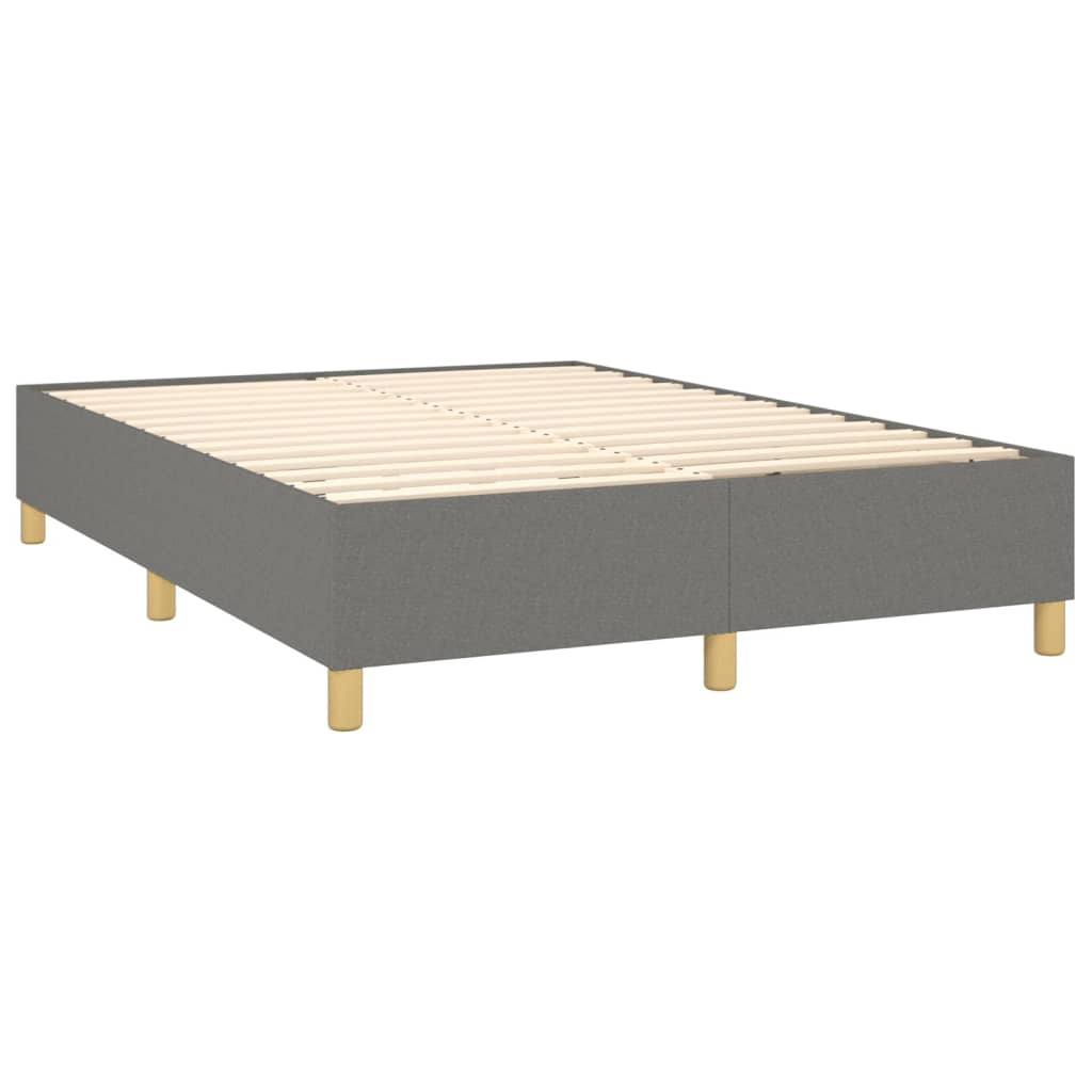 vidaXL Боксспринг легло с матрак, тъмносиво, 140x200 см, плат