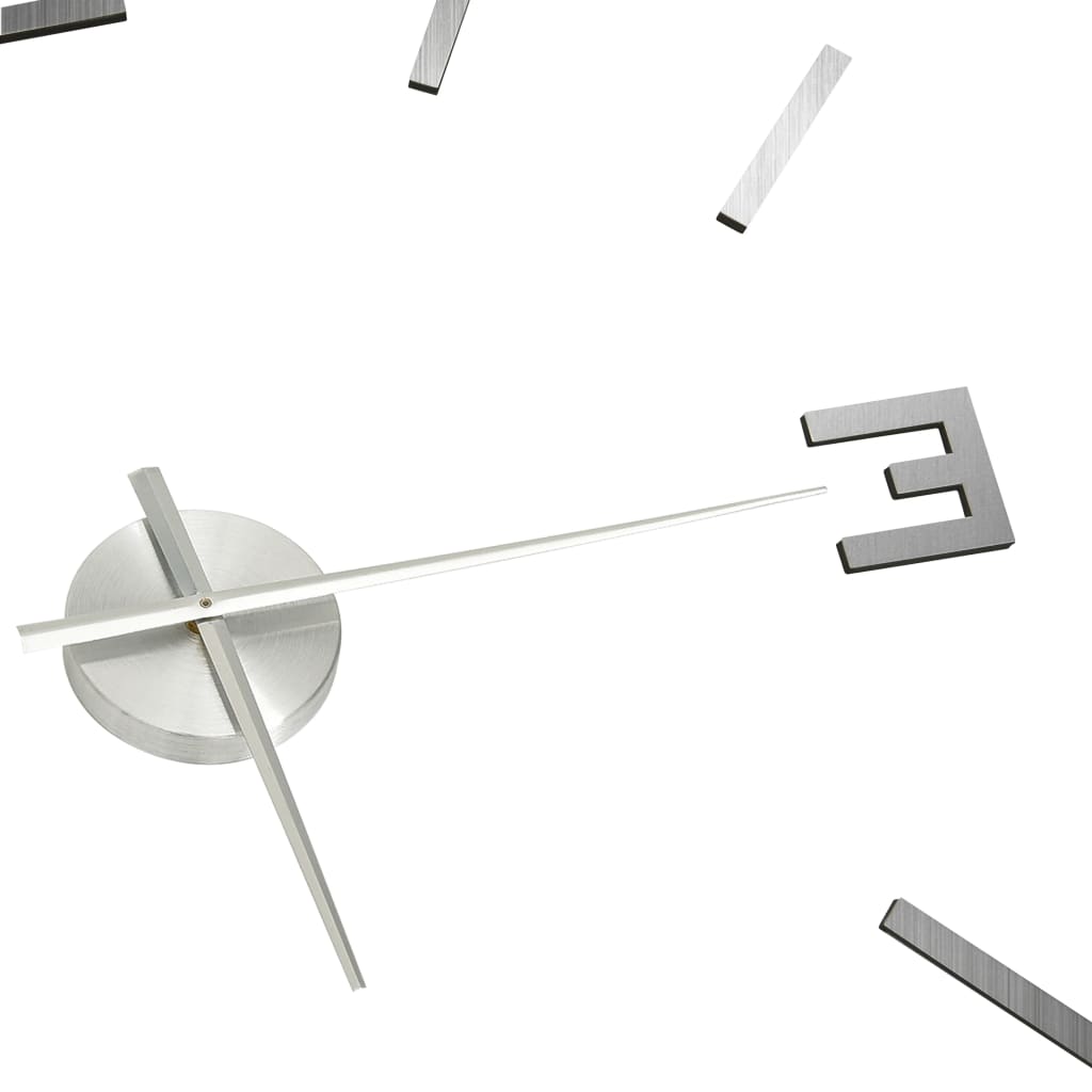 vidaXL 3D стенен часовник, модерен дизайн, 100 см, XXL, сребрист
