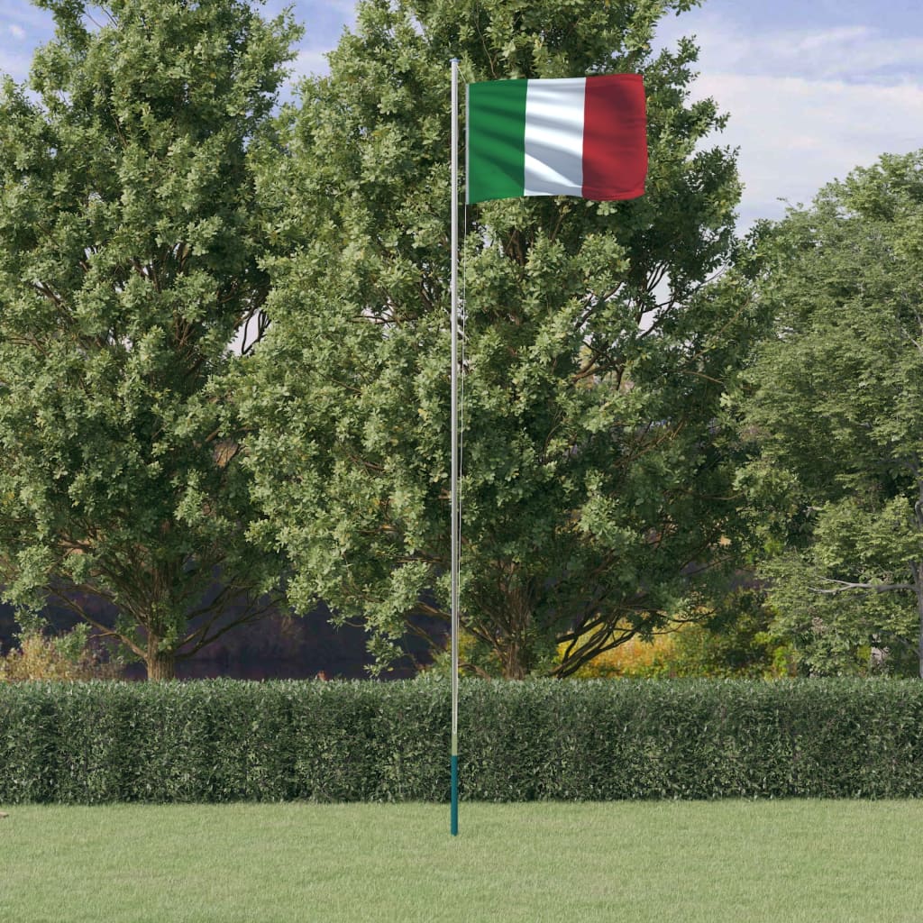 vidaXL Флаг на Италия и стълб, 6,23 м, алуминий