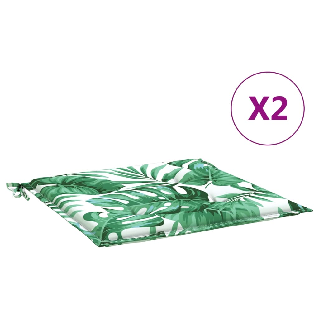 vidaXL Възглавници за столове, 2 бр, на листа, 40x40x3 см, плат