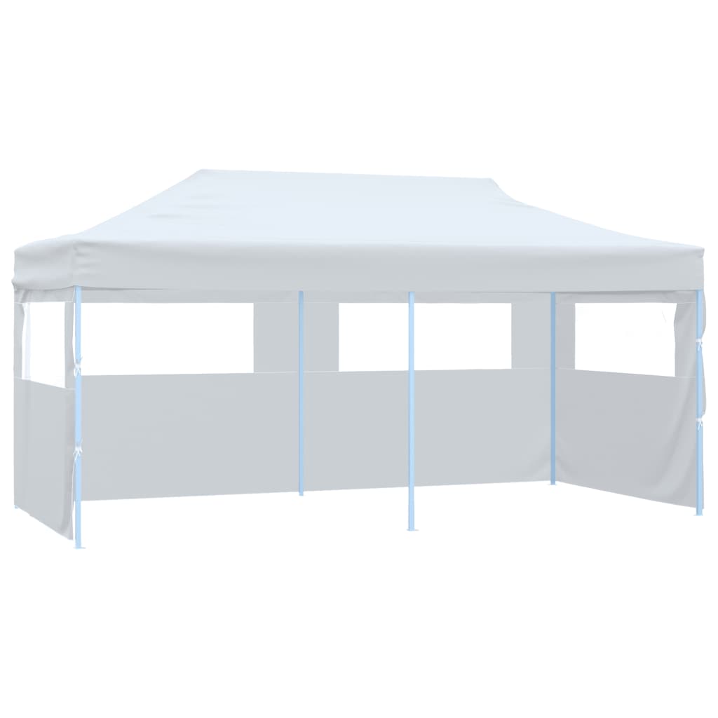 vidaXL Сгъваема парти шатра със странични стени, 3x6 м, стомана, бяла