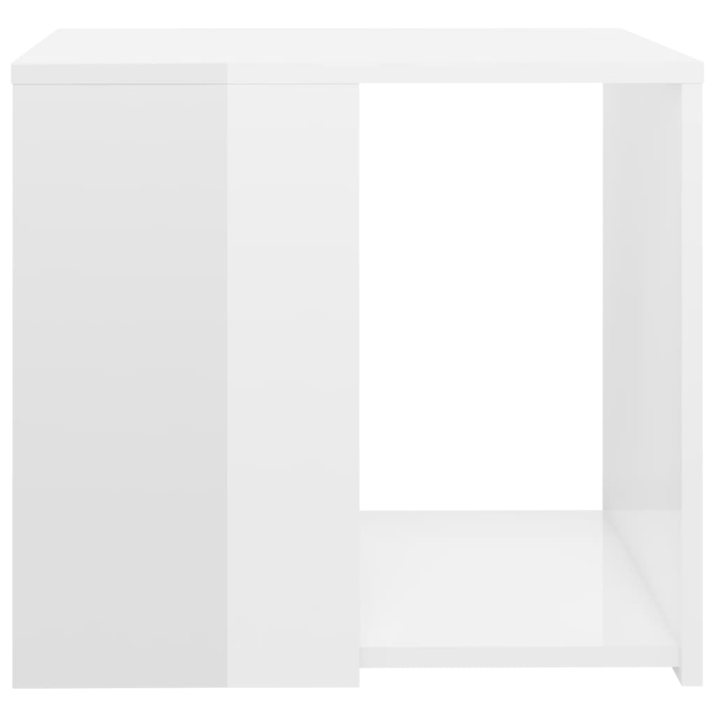 vidaXL Странична маса, бял гланц, 50x50x45 см, ПДЧ
