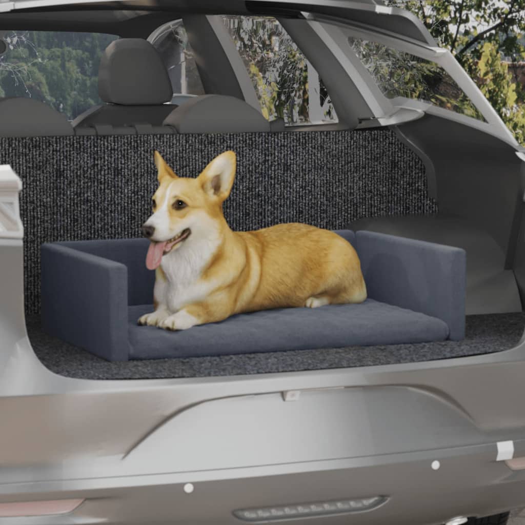 vidaXL Постелка за багажник за куче, сива, 70x45 см, ленена визия