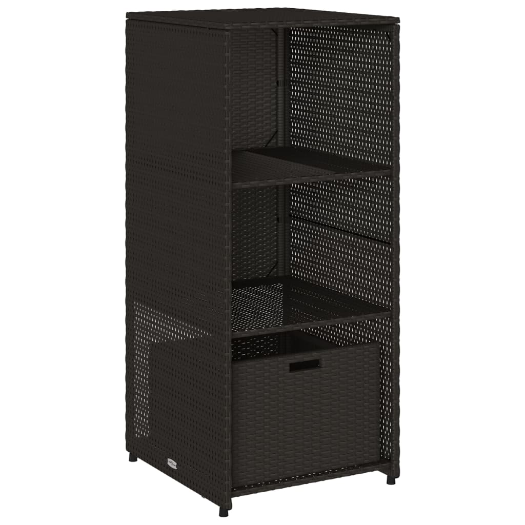 vidaXL Градински шкаф за съхранение, черен, 50x55x115 см, полиратан