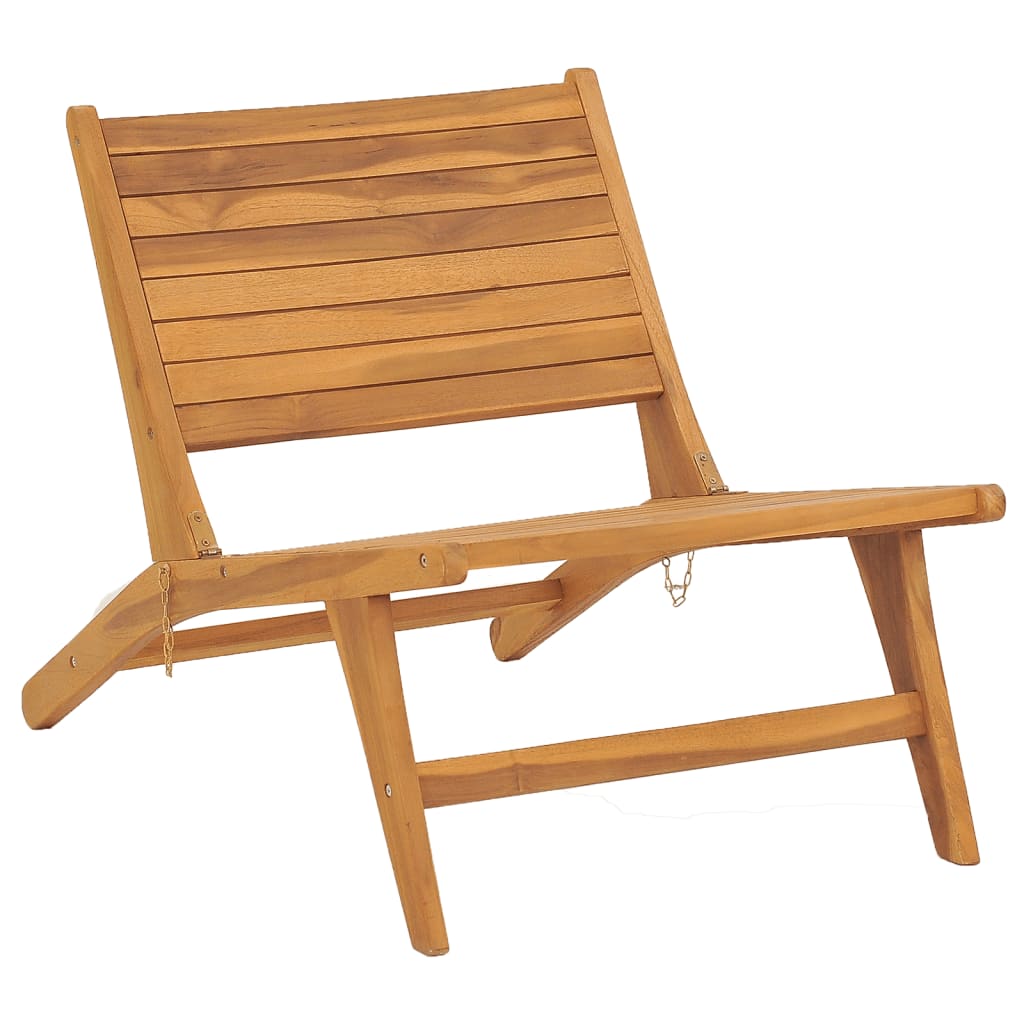 vidaXL Градински стол с подложка за крака, тиково дърво масив