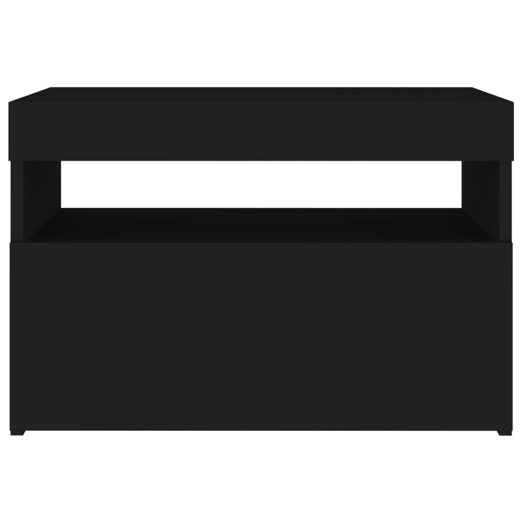 vidaXL ТВ шкаф с LED осветление, черен, 60x35x40 см