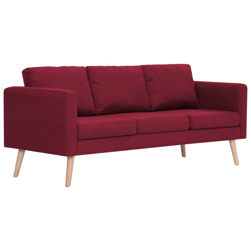 vidaXL 3-местен диван, текстил, виненочервен