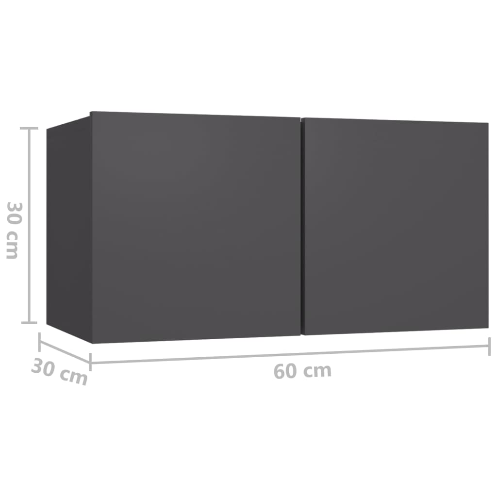 vidaXL Окачен TВ шкаф, сив, 60x30x30 см