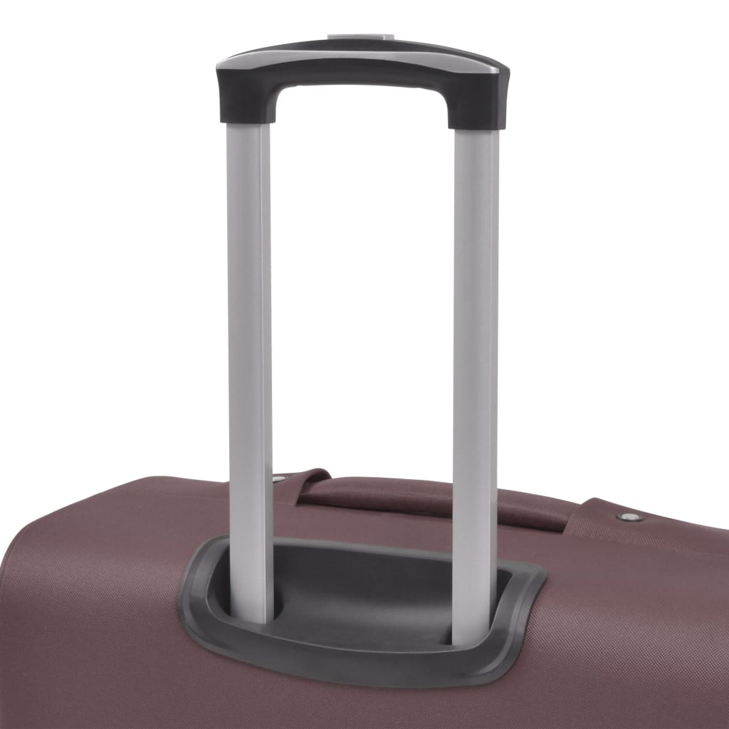 vidaXL Комплект от 3 броя меки куфари на колелца, цвят кафе