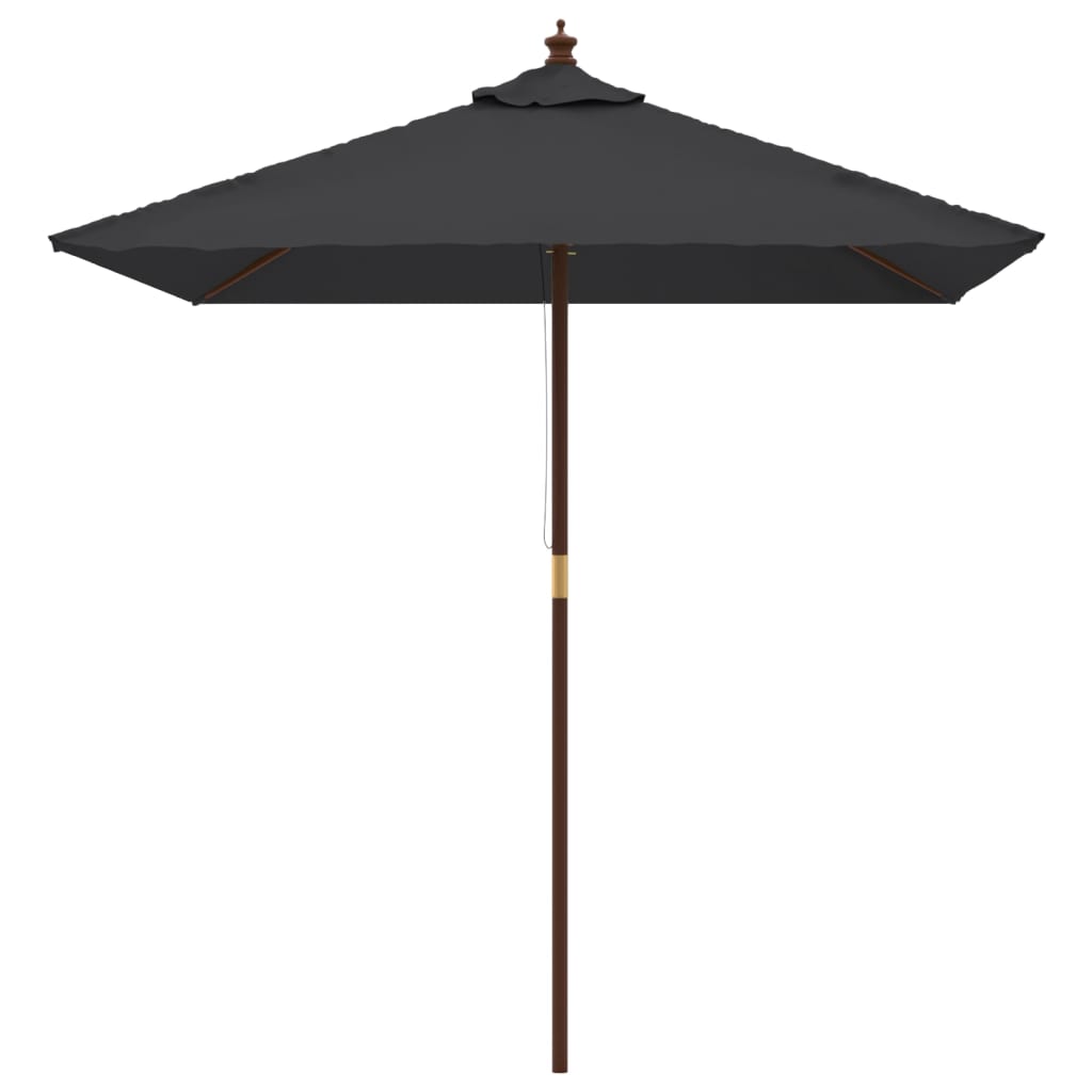 vidaXL Градински чадър с дървен прът, черен, 198x198x231 см